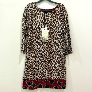 MonnaLisa Leopard Print Dress with Red Accents